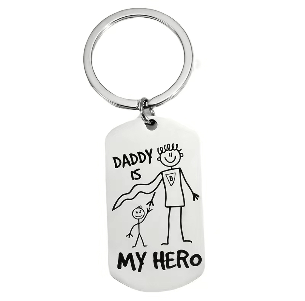 3/$25 Daddy Is My Hero Stainless Steel Keychain NEW